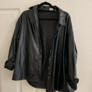 Faux leather shacket